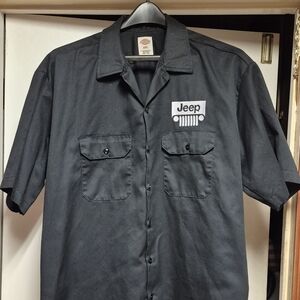 Jeep Dickies Black Short Sleeve Button-Up Shirt